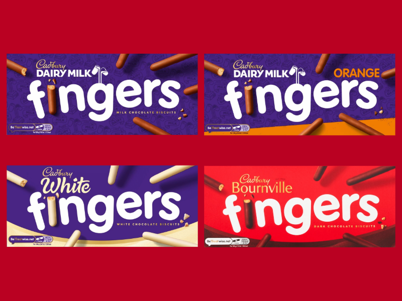 Cadbury Fingers: Milk, Orange, White and Dark